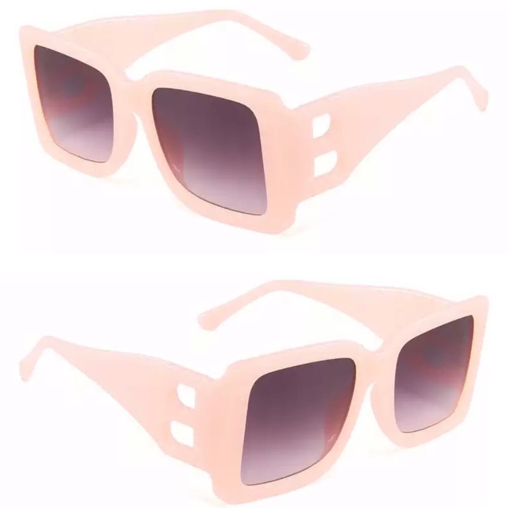 Pink with Purple Lens Oversized Big B Square Frame Women Sunglasses Modern Retro